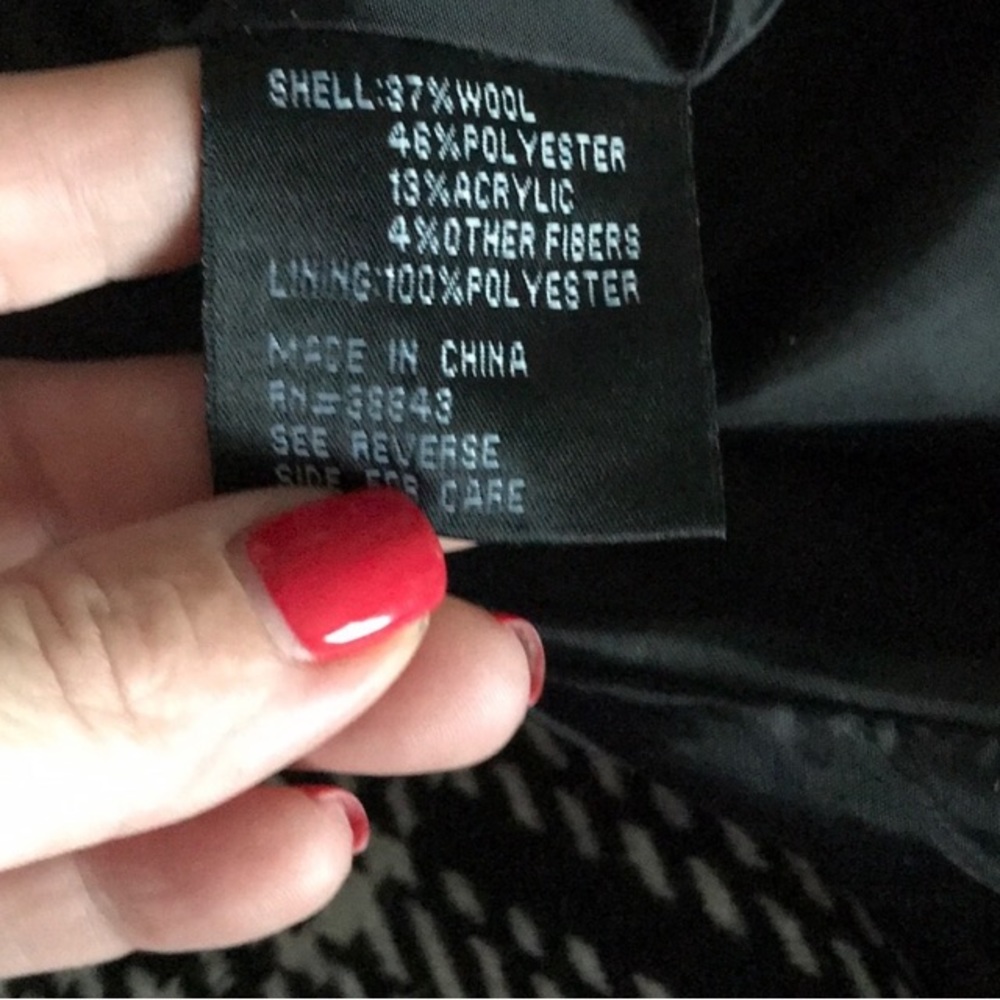 Houndstooth Fully Lined Wool Peacoat - image 7